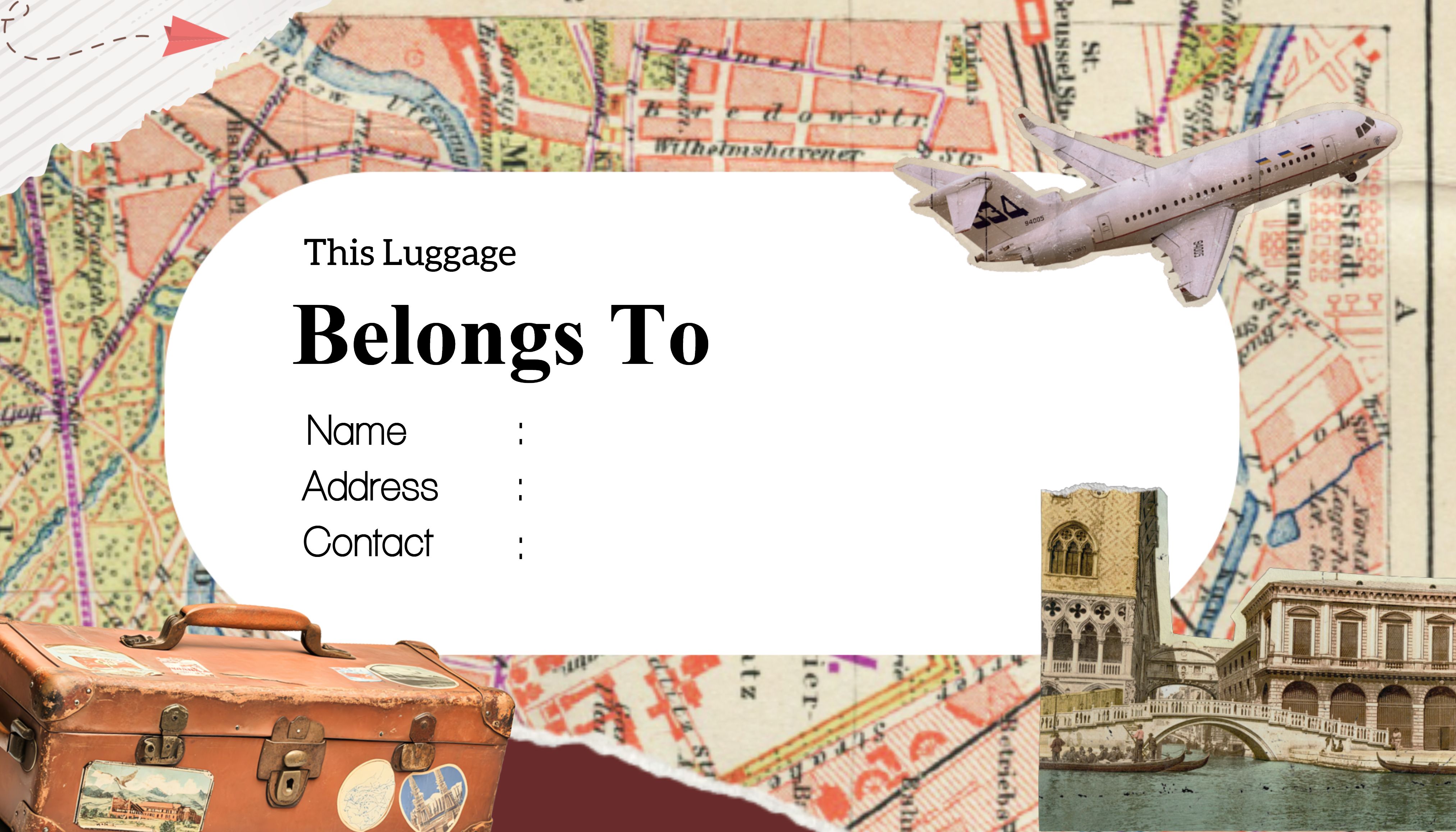 Travel Luggage Tags with Name and Address Details