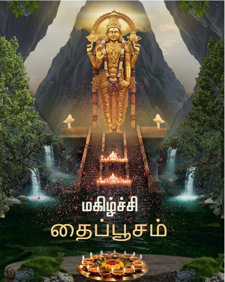 Happy Murugan Devotional Image in Tamil with Divine Blessing