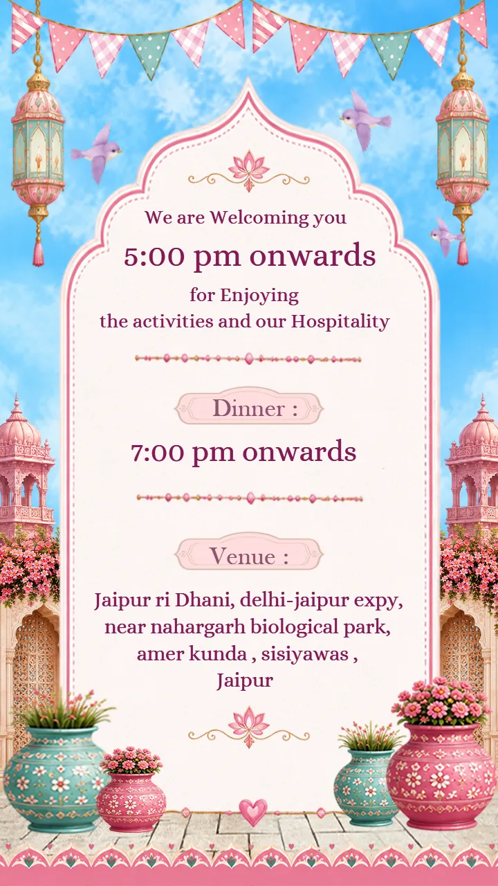 Create 4th Birthday Invitation Video for Rajesthani Theme