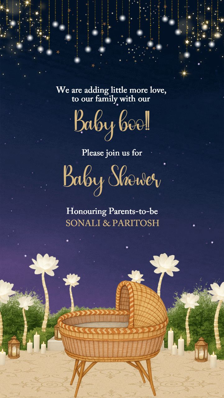 Starry Night With Couple Baby Shower Celebration Invitation Video