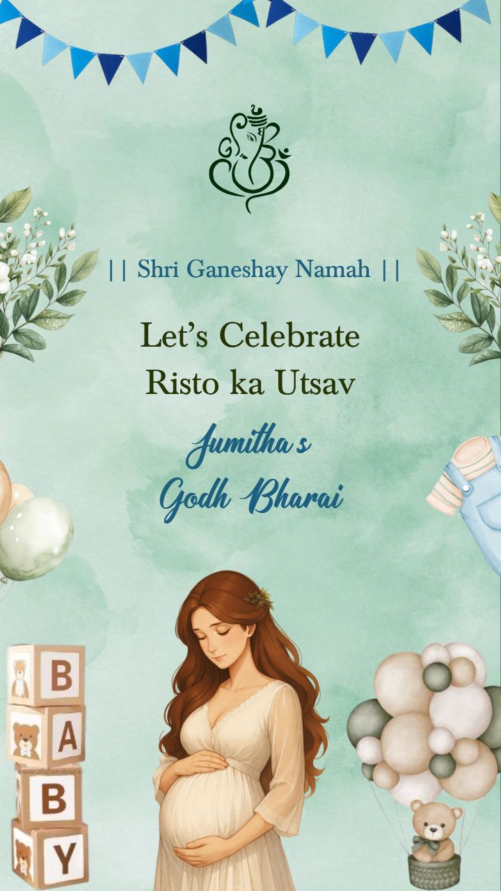 Einvite Video Of Godh Bharai Celebration With Teddy And Balloon