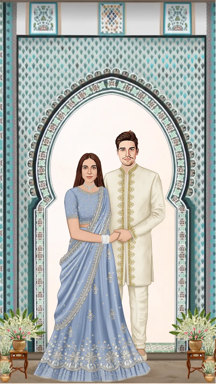 Teal Theme Shreefal Vidhi Invitation Card with Ring Design