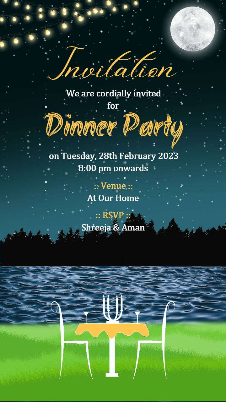Invitation for get together dinner with friends and family