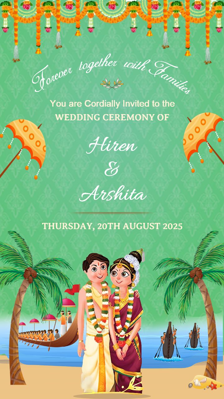 South Indian Wedding Invitation Template With Nature Theme