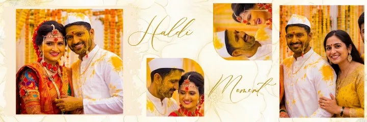 Marathi haldi ceremony Golden Haldi Couple PSD Album Design