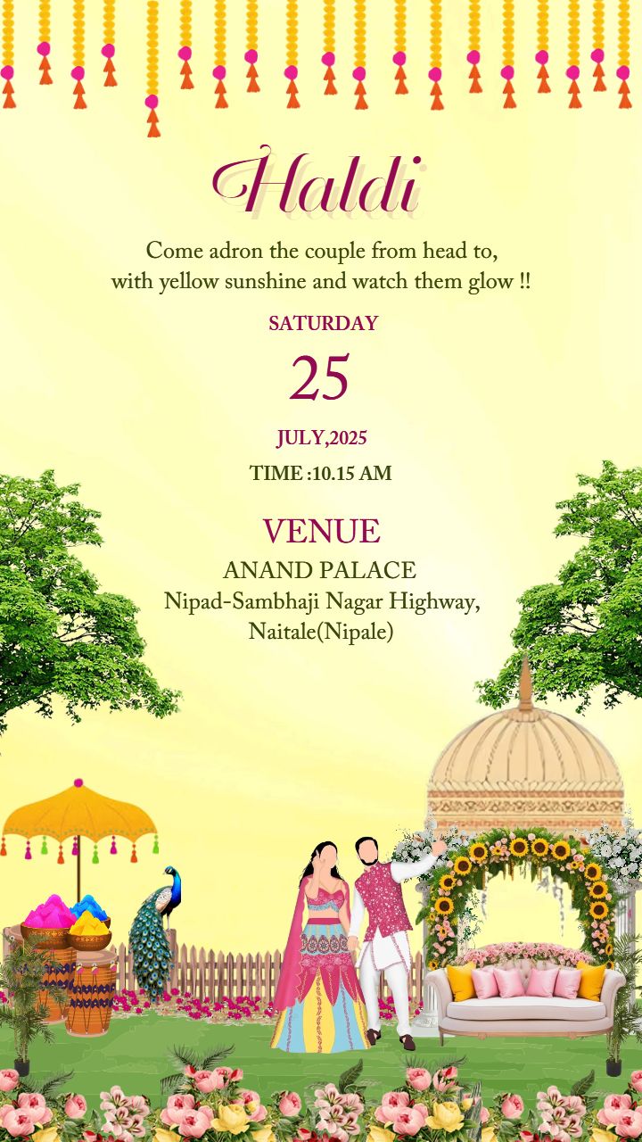 Floral Theme Haldi Ceremony Card Design for Your Big Day