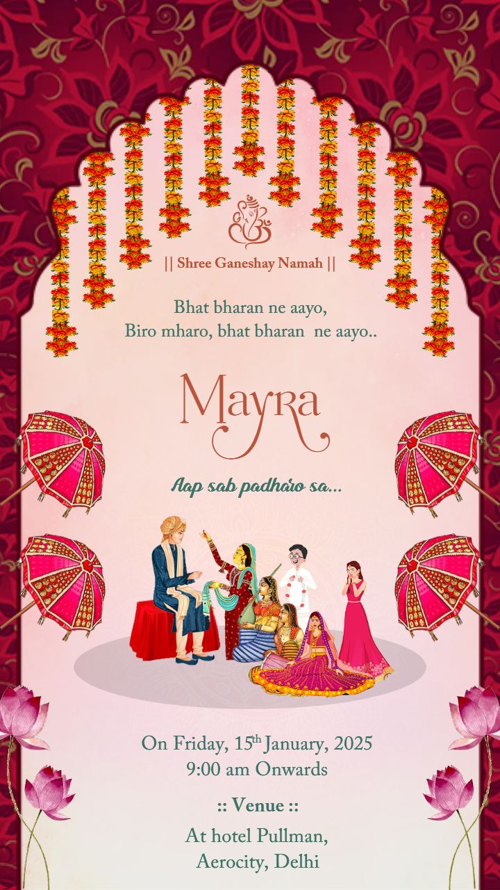 Unique Rajasthani Theme Mayra Invitation Card Download