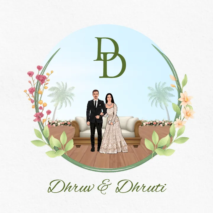 Engagement Monogram with Classic Botanical Aesthetic