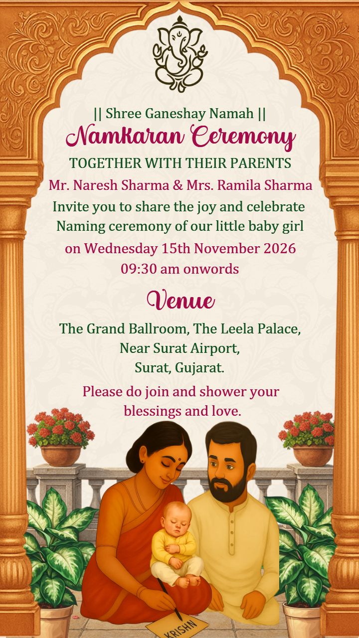 Namkaran Ceremony Hindu Invitation Video With Ganesha Design