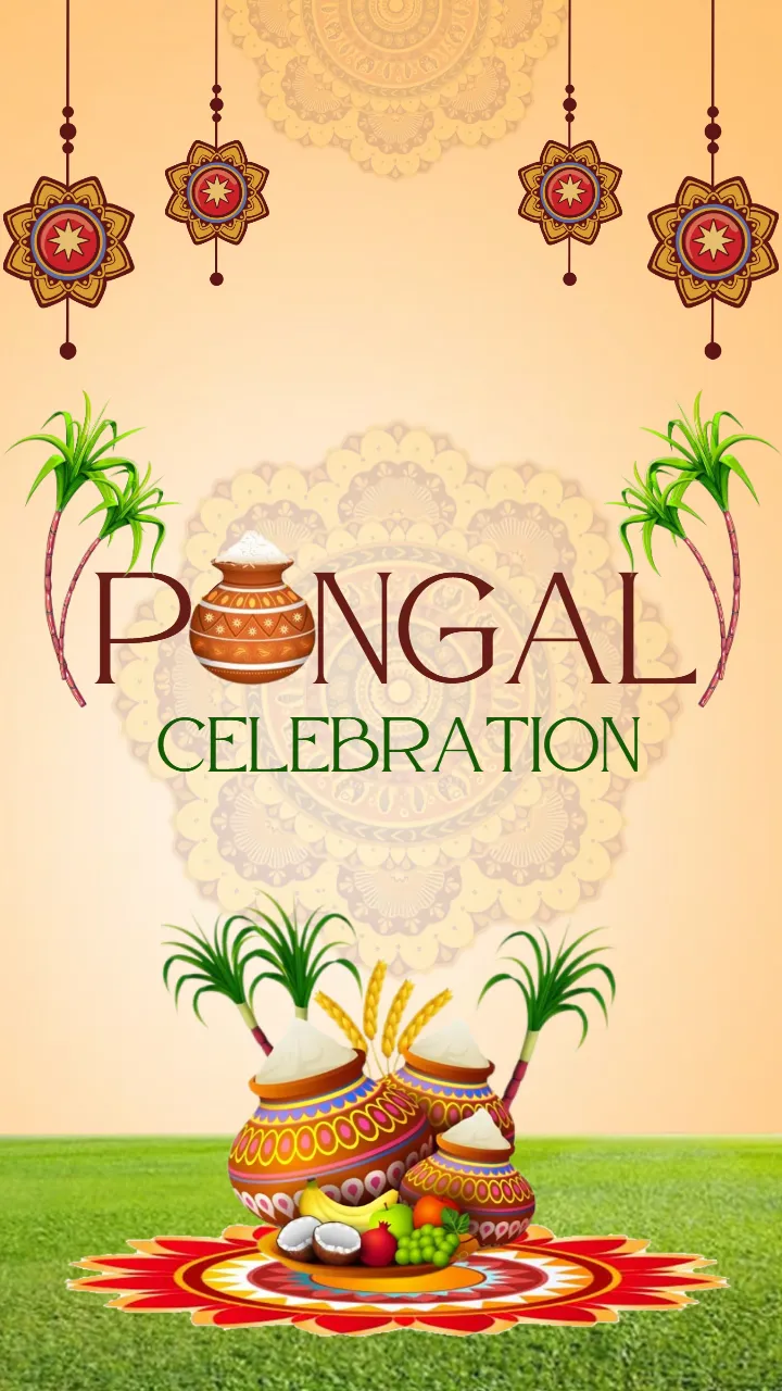 Pongal Status in English with Cultural Theme Poster Design