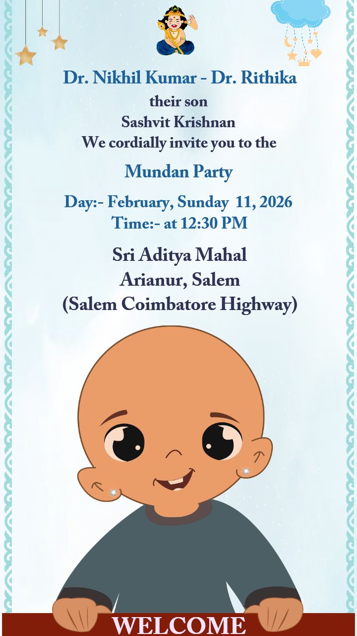 Mundan WhatsApp Invitation in English Creative Cards