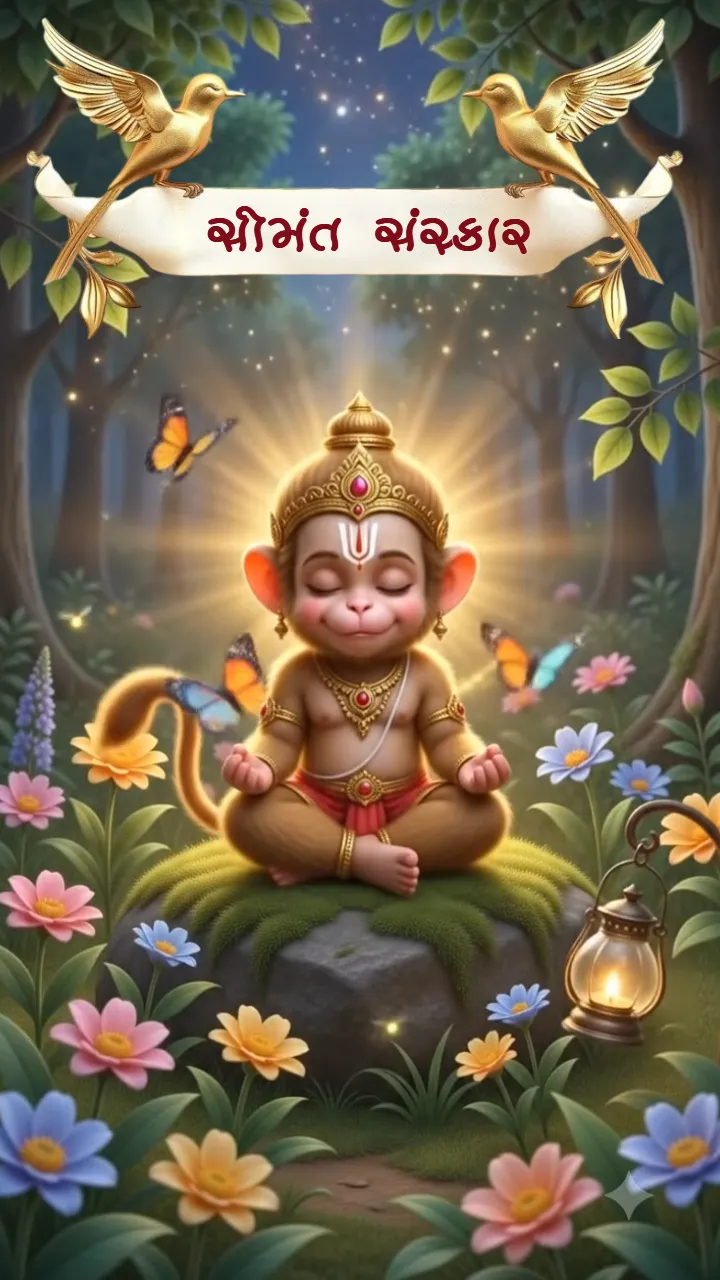 Creative 3D Hanuman Theme Baby Shower Invitation Video Maker