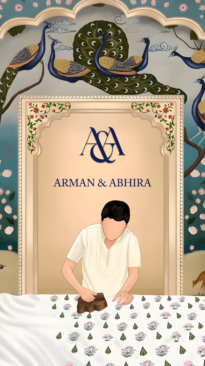 wedding invitation video with royal peacock art theme