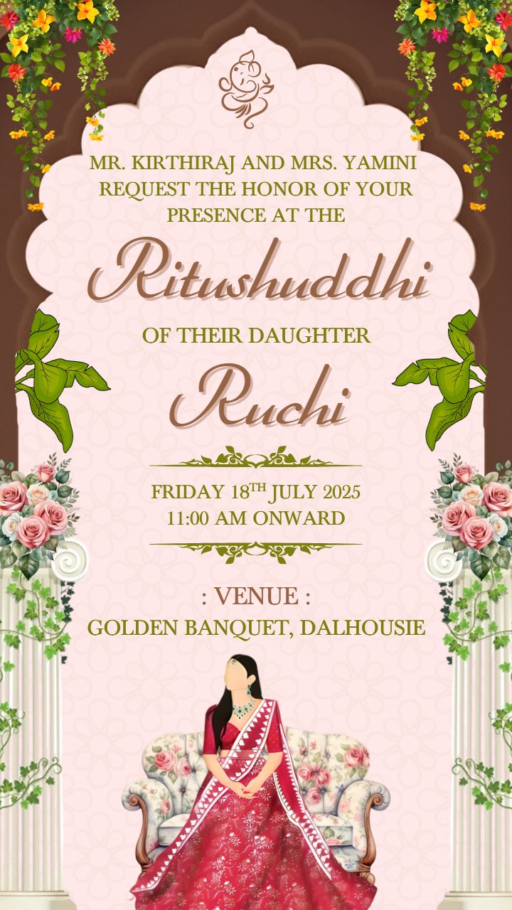 Ritushuddhi Ceremony Invitation Card for Daughters Special Day