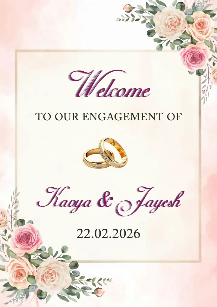 Lovely Rose Theme Engagement Welcome Board Design