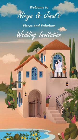 Stylish Wedding Invitation with Nature and Sky Theme