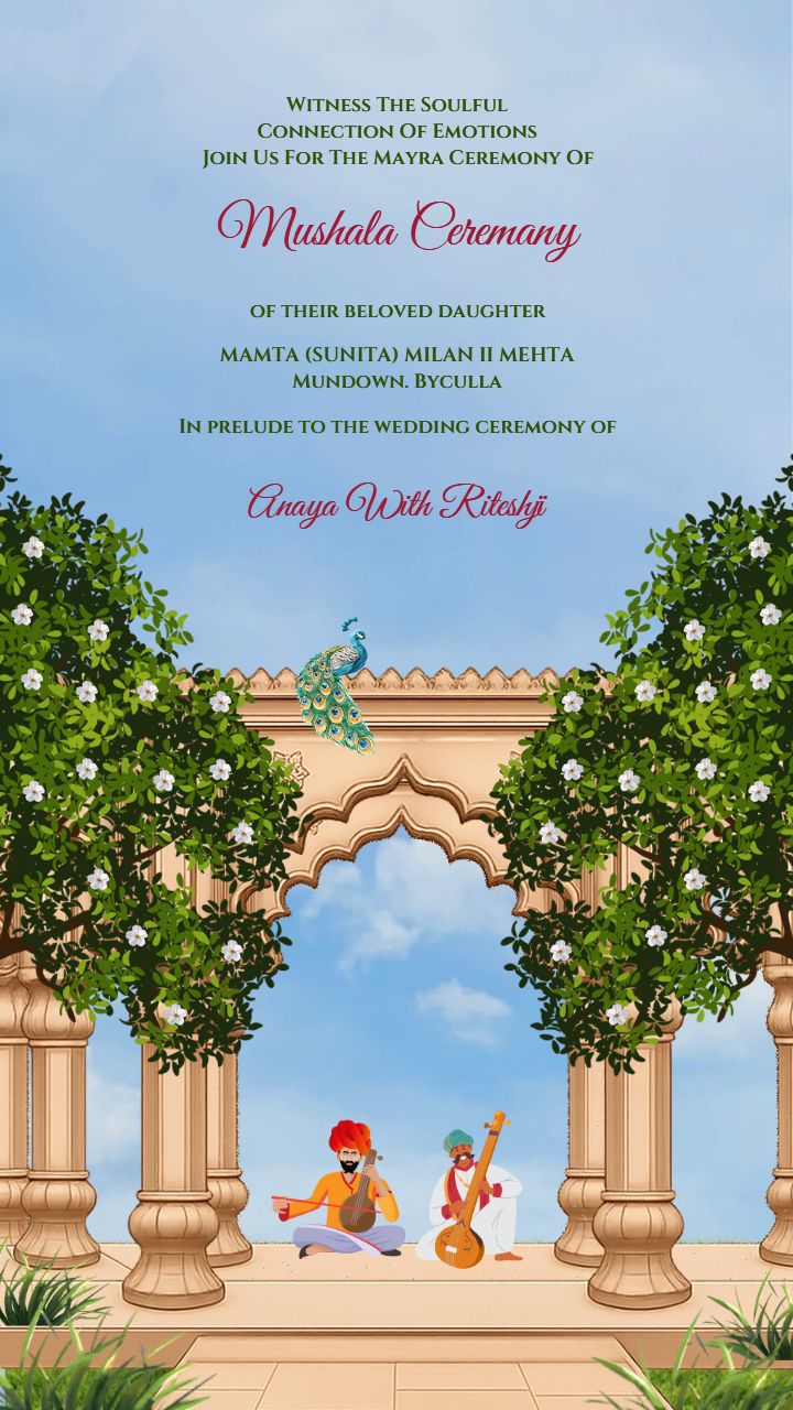 Rajasthani Style Mayra Invitation Template Card Online