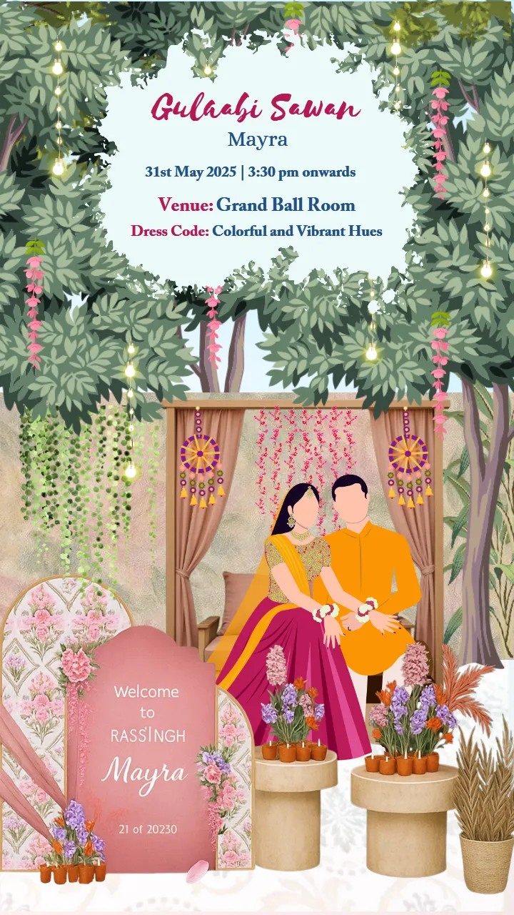 Mayra Invitation Card in English for Traditional Events