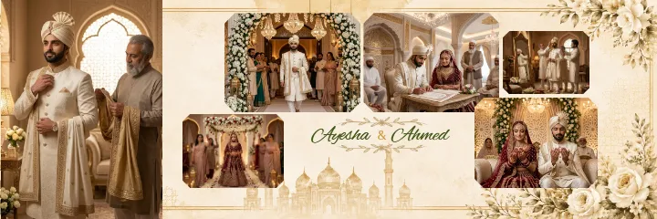 Muslim Wedding Album Luxury Islamic Couple PSD Template