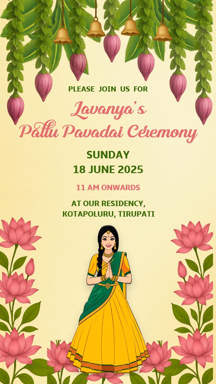 Celebrate with Pattu Padavai Ceremony Card Online