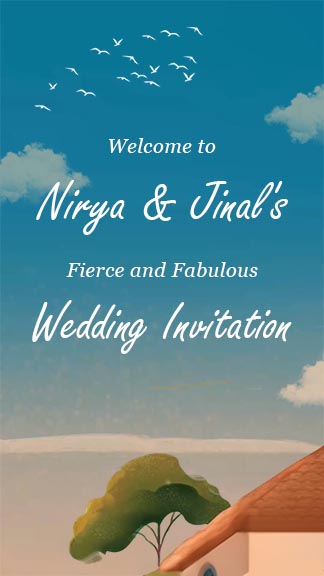Stylish Wedding Invitation with Nature and Sky Theme
