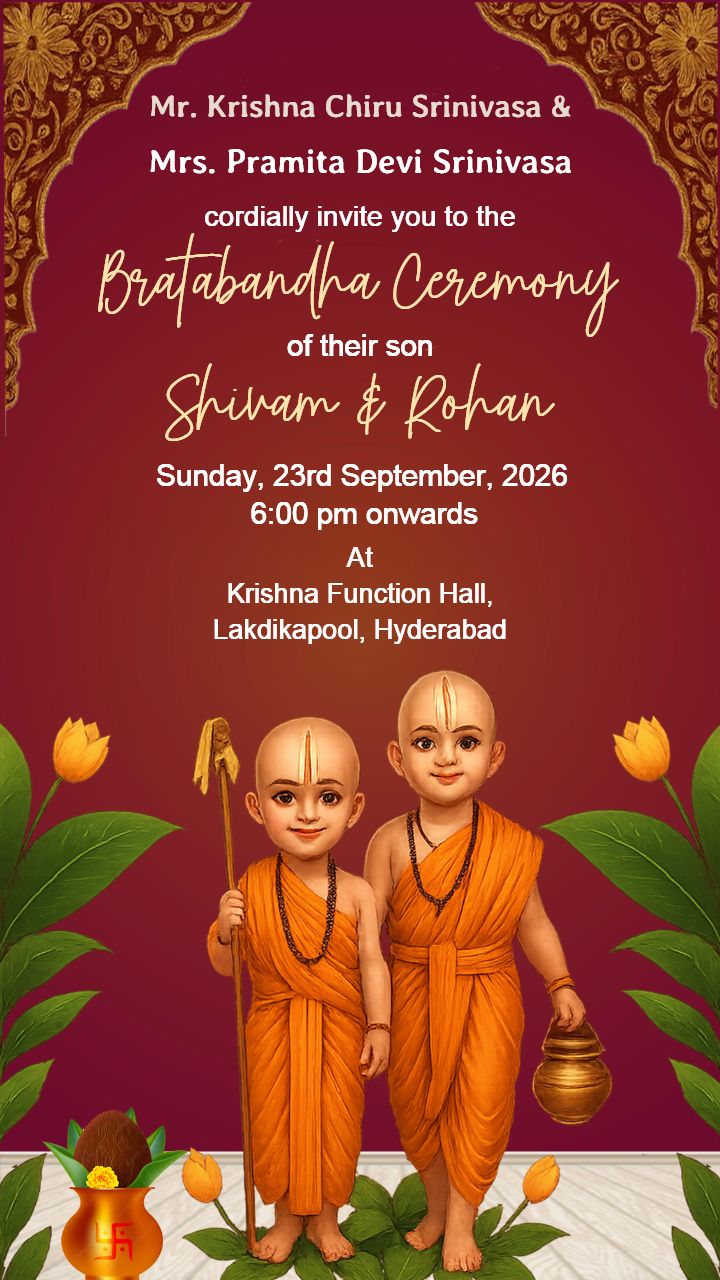 Bratabandha Ceremony Invitation Video With Twin Theme