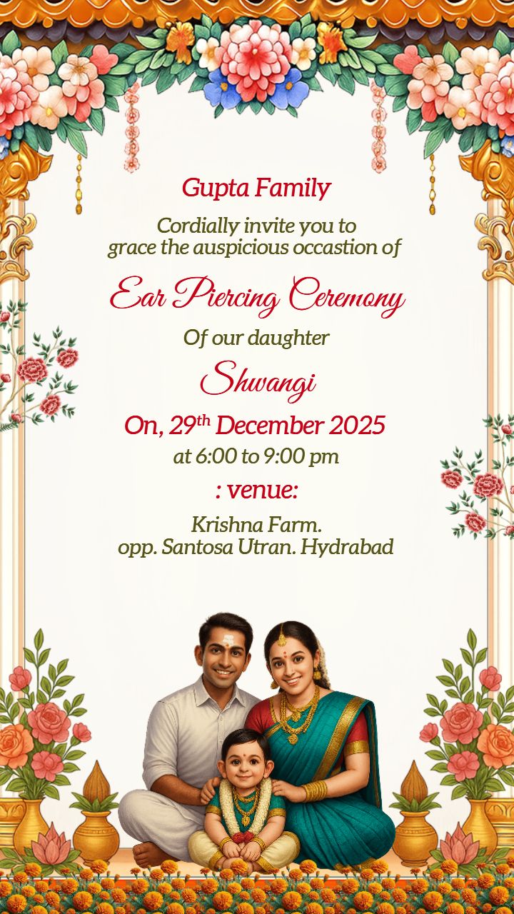 Colorful Ear Piercing Ceremony Invitation Video for Baby