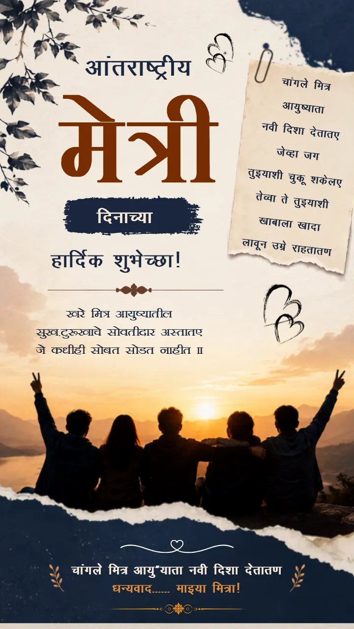 International Friendship Day Image in Hindi for Social Media