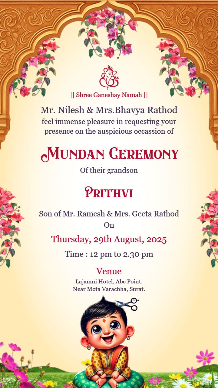 Celebrate with Joy Mundan Function Venue Invitation