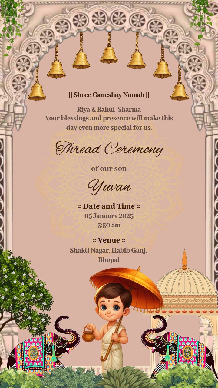 Thread Ceremony Invitation Video in English Cultural Motif