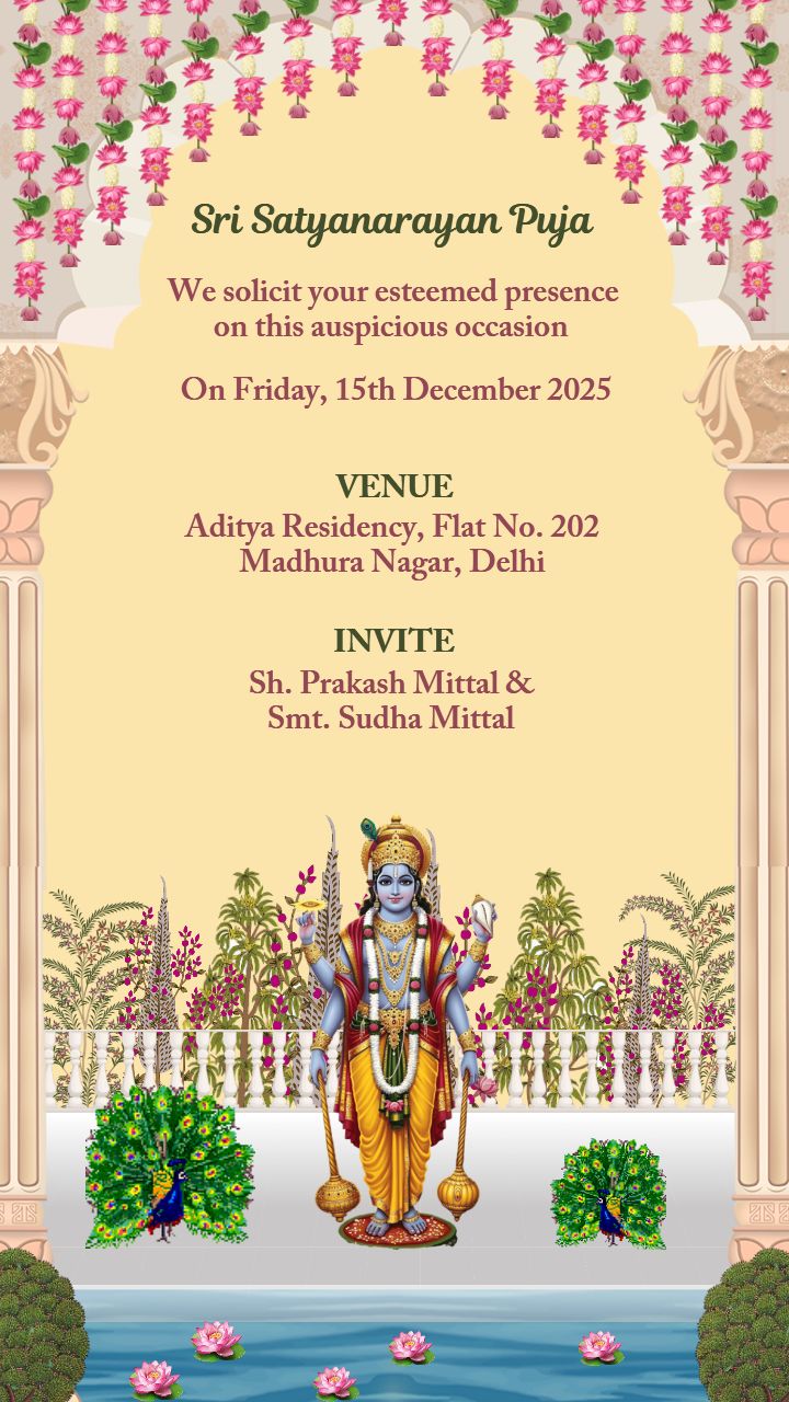 Satyanarayan Puja Invitation Video For Home Ceremonies