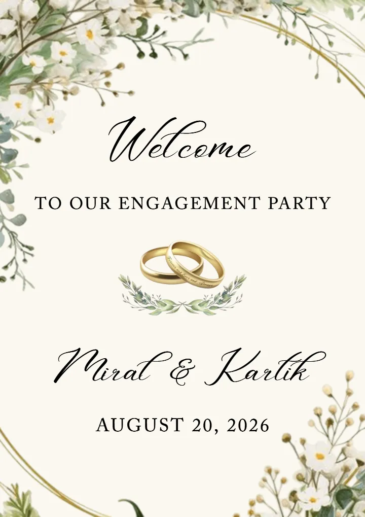Stylish Engagement Welcome Board for Couple Entry