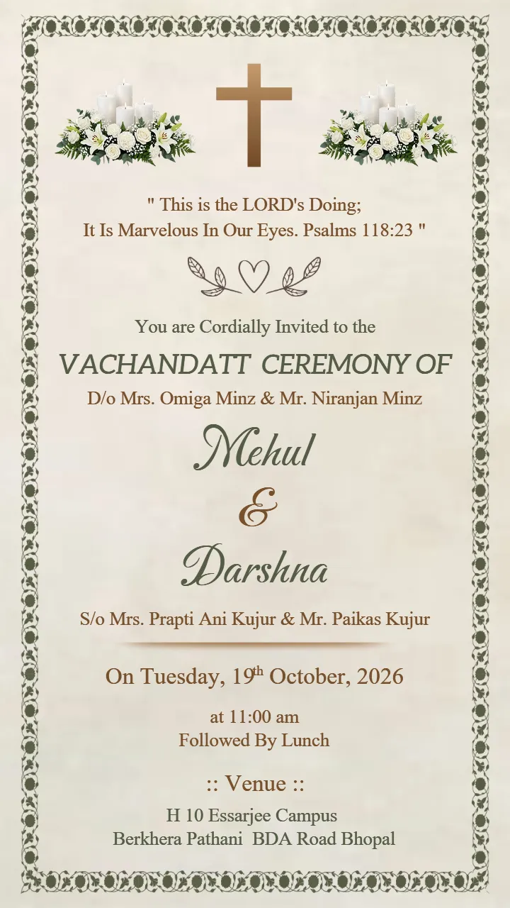 Minimal Vachandatt Ceremony Invitation Card Design