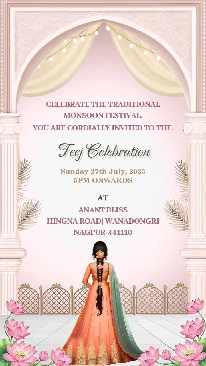 Teej Invitation Template With Editable Text Options Download