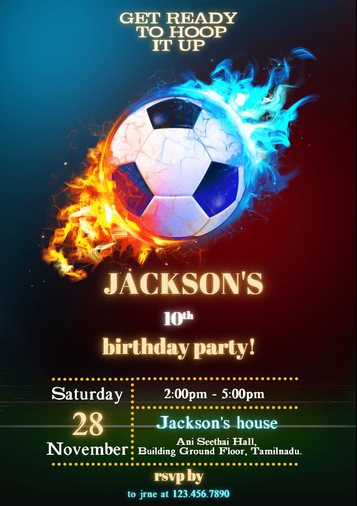 Sports Themed 10th Birthday Invitation Template for Boys