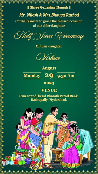 Half Saree Invitation Video in English – Free Designs