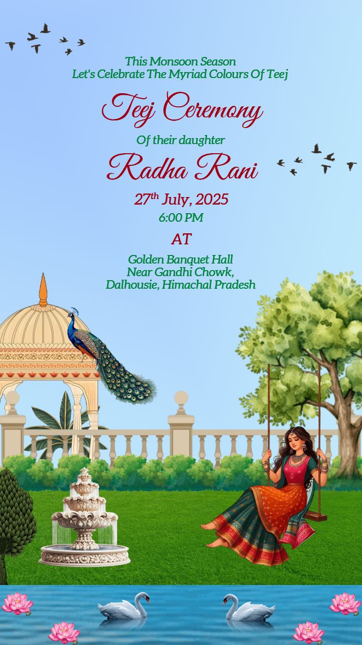 Hd Teej Invitation Video For 27 July 2025 Celebration