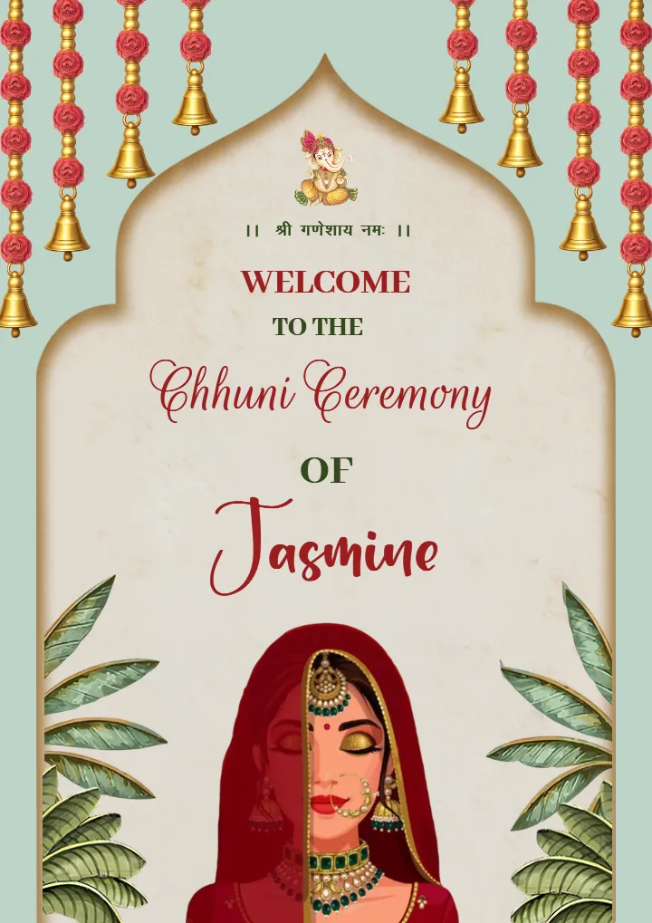 Floral Bell Decor Chunni Ceremony Welcome Board