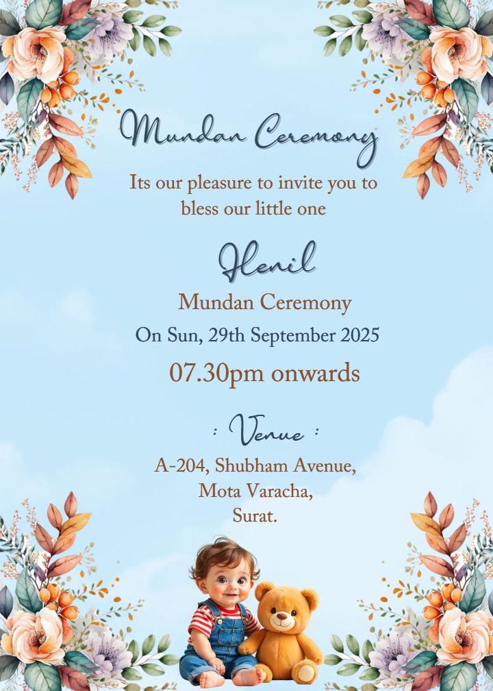 Beautiful Birth Hair Removal Ceremony Invitation