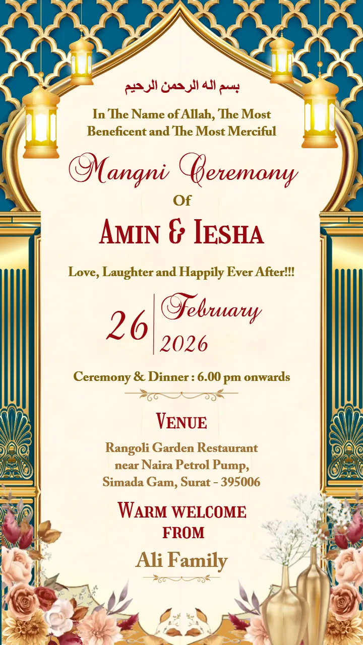 Free Muslim Mangni Invitation Card Design Online