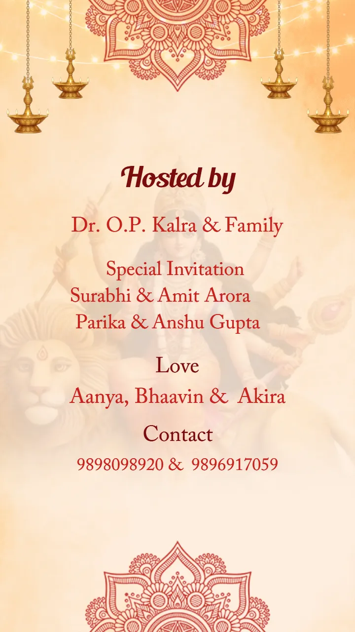 Mata Ka Jagran Invitation Video for Light Orange Theme