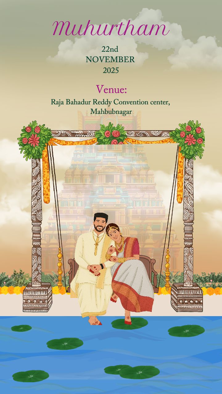 South Wedding Invitation Video with Temple Theme