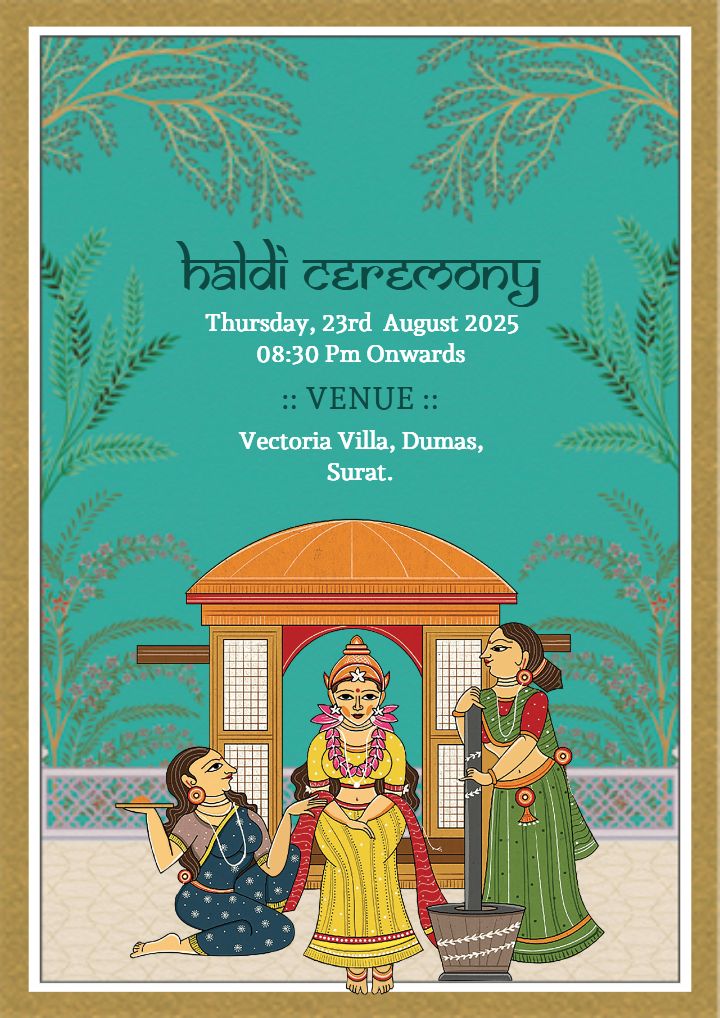 Wedding Invitation Card In Traditional Indian Cultural Theme