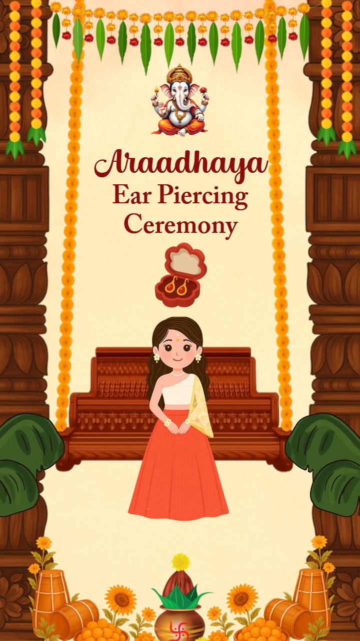 Cute Indian Girl Ear Piercing Ceremony Video Invitation