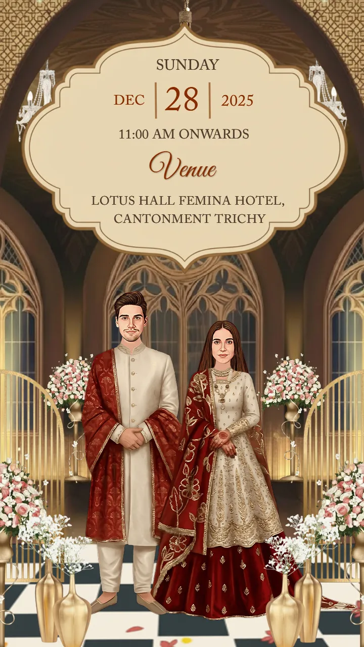 Muslim Engagement Invitation Card with Luxurious Theme