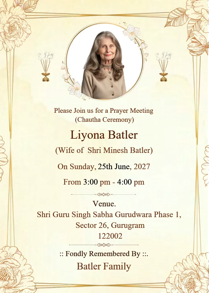 Chautha and Uthala Invitation Card Cream Theme Template