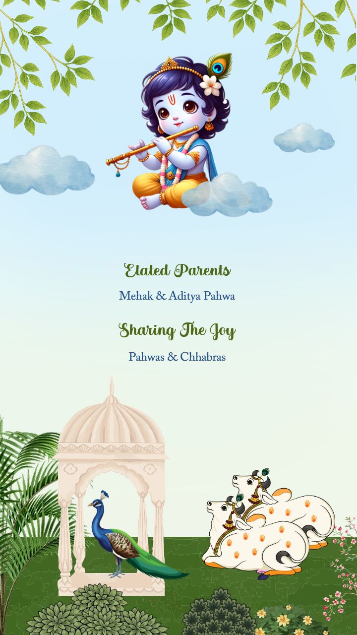 Baby Announcement Video With Krishna Festive Design