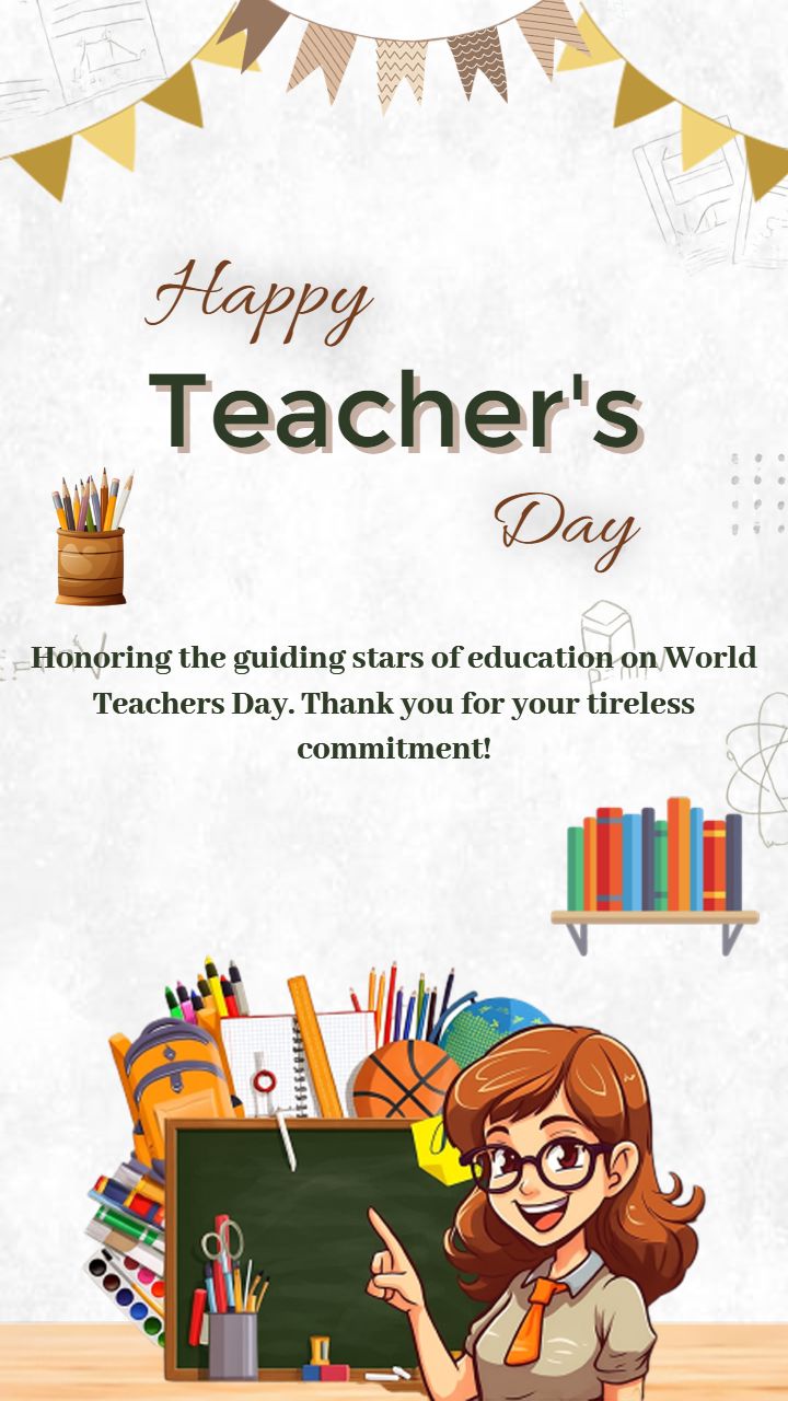 Wish You Happy Teachers Day Images with Cute Cartoon Design