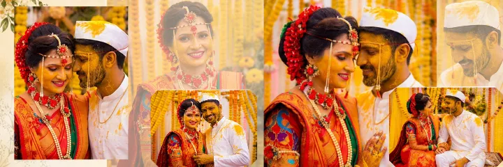 Marathi haldi ceremony Golden Haldi Couple PSD Album Design