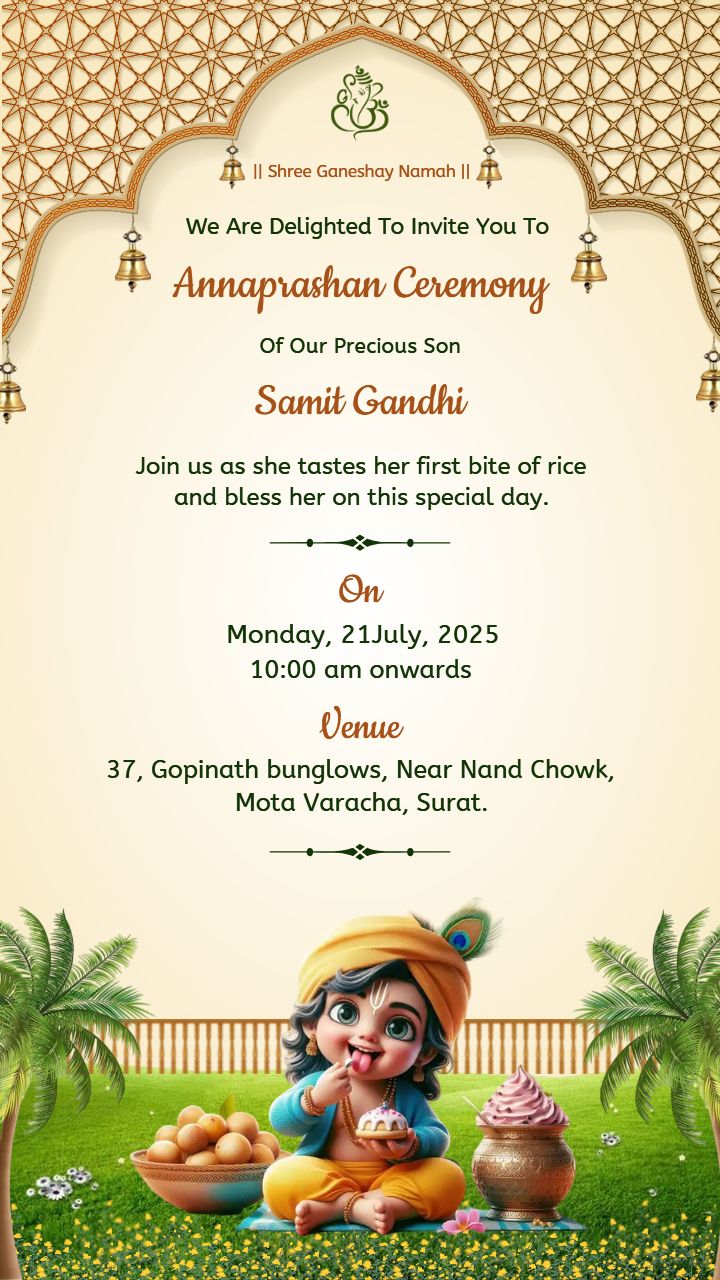 Charming Baby Krishna Annaprashan Ceremony Design